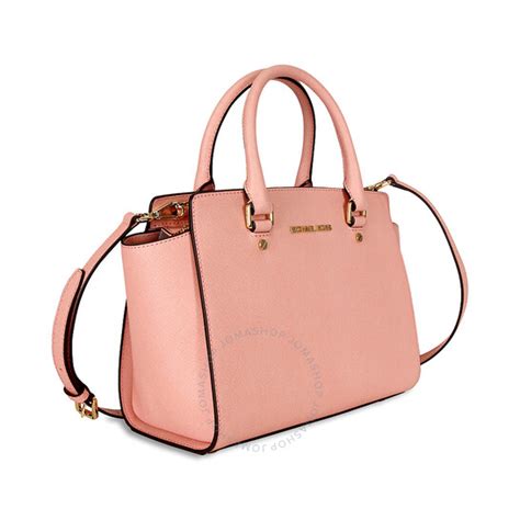 michael kors selma saffiano leather medium satchel soft pink